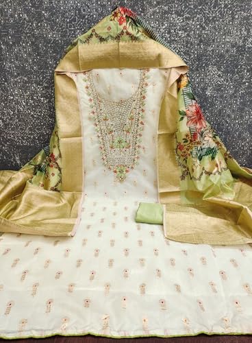 Leeli Peeri Designer Women's Jacquard Embroidery Work Unstitched Salwar Suit Dress Material