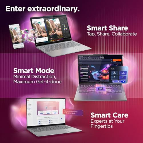 Lenovo Yoga Slim 7 Aura Edition Intel Evo Core Ultra 5 226V (16GB RAM/1TB SSD/14 (35.5cm)/WUXGA OLED/Copilot+ PC/Windows 11/Office Home 2024/1Yr ADP Free/Grey/1.19Kg), 83JX005FIN AI Laptop