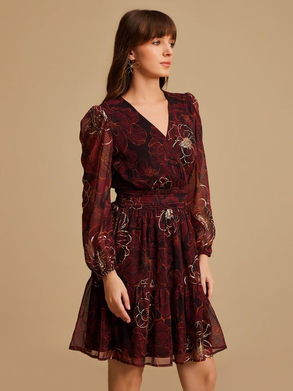 Kazo Felix Mini Dress for Women Maroon