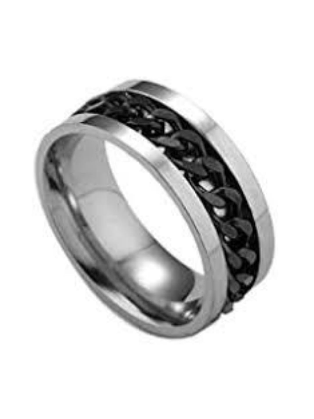 SALTY ALPHA Jared Black Chain Finger Ring for Men & Boys | Stainless Steel | Stylish & Minimal | Birthday Gift | Aesthetic Jewellery | Accessories for Everyday Wear (8) | Gift for Diwali, Christmas, Marriage, Birthday
