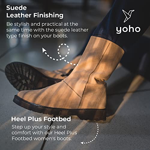YOHO Black Boot For Women Stylish and Comfortable| Mid Ankle Boot and Anti Skid Sole |Trendy, Zipper Casual Boots for Womens, Outdoor and Holiday Outings| Size-6
