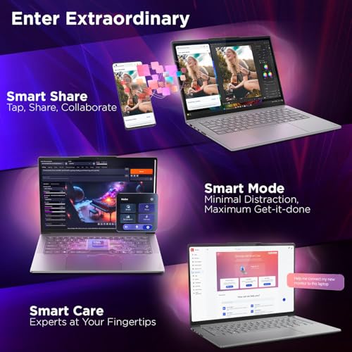 Lenovo Yoga Pro 7 Aura Edition Intel Evo Core Ultra 9 285H (32GB RAM/1TB SSD/14.5" (36.8cm)/3K OLED Touchscreen/AI PC/Copilot+ PC/Windows 11/Office Home 2024 AI Now/Grey/1.5Kg), 83KF004CIN
