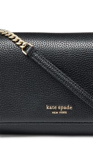 kate spade new york Ava Pebbled Leather Flap Chain Wallet, Black