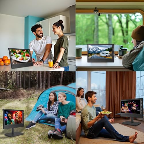 ZOSHING 12inch Portable TV,Small TV with Aerial,Recharge battery,Digital T2 Tuner and HDMI,USB/TF slot and 12v charge cable/AC adapter