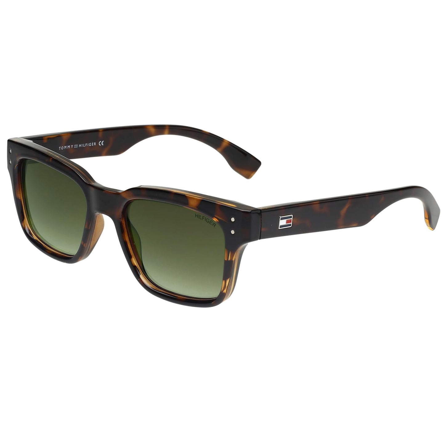 Tommy Hilfiger|Brown Full Frame Square Sunglasses|100% UV Protected (Uv 400) Green Gradient Faded Lens|Men's & Women's|Small|TH RHODES C2 52 S