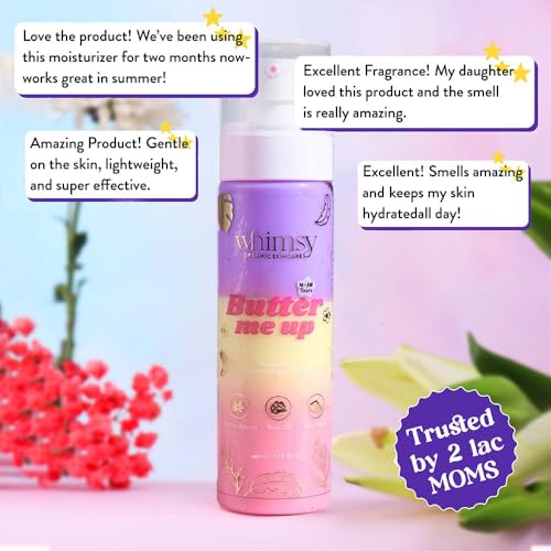 Whimsy Beauty Face Moisturizer for Kids & Preteens | Hydrating Cream with Shea Butter, Rose Oil & Saffron Extract | Gentle Face Care for Girls | 4 to 16 Years | Natural Formula | Sulfate & Paraben Free | Dermatologist Tested | 100 ml
