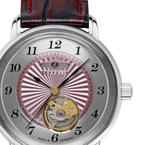 Zeppelin Woman’s Automatic Watch with Open Heart and Leather Strap