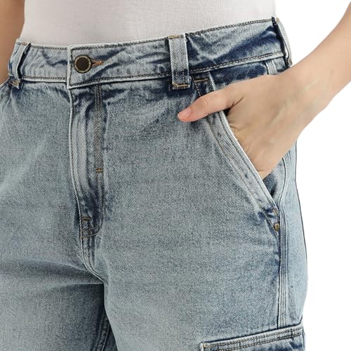 United Colors of Benetton Solid Straight Fit Utility Denim Jeans - 25A4DENIM947I901 (Size :) Blue