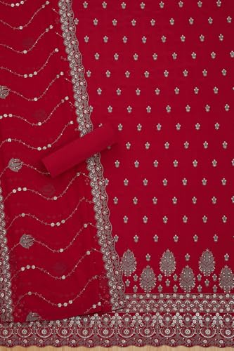 Soch Womens Maroon Crepe Embroidered Unstitched Dress Material With Sequins