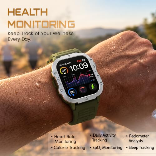 GameSir Forge 1 Smart Watch for Men & Women, 2.19" Full Touch Display, Bluetooth Calling, Fitness Tracking, Message Notifications, Android & iOS Compaatible - (Green)