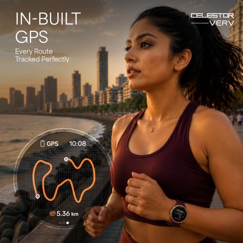 Titan Celestor Verv with 1.19" AMOLED Display, Built-in GPS, Skin Temperature Monitoring, Luna Wellness, Smart Hydration, VO2 Max, Training Load & Readiness, 3 ATM Smart Watch for Women - Wine