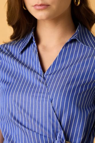 Women Blue Stripe Casual Dress