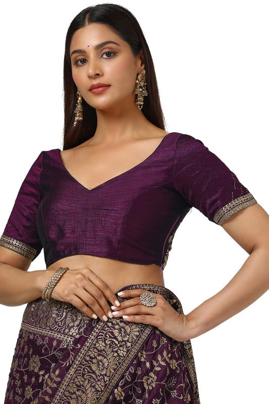 Soch Womens Wine Tussar Embroidered Saree With Tassels