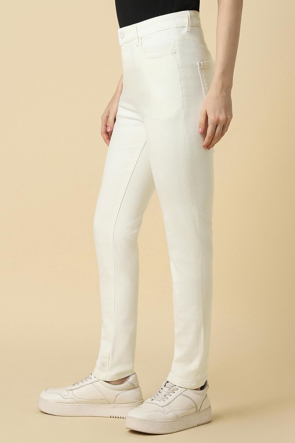 Allen Solly Women White Dark Wash Jeans
