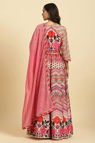 Wishful by W Women's Polyester Dress & Dupatta (23AUSP11442-122624_Multicolour
