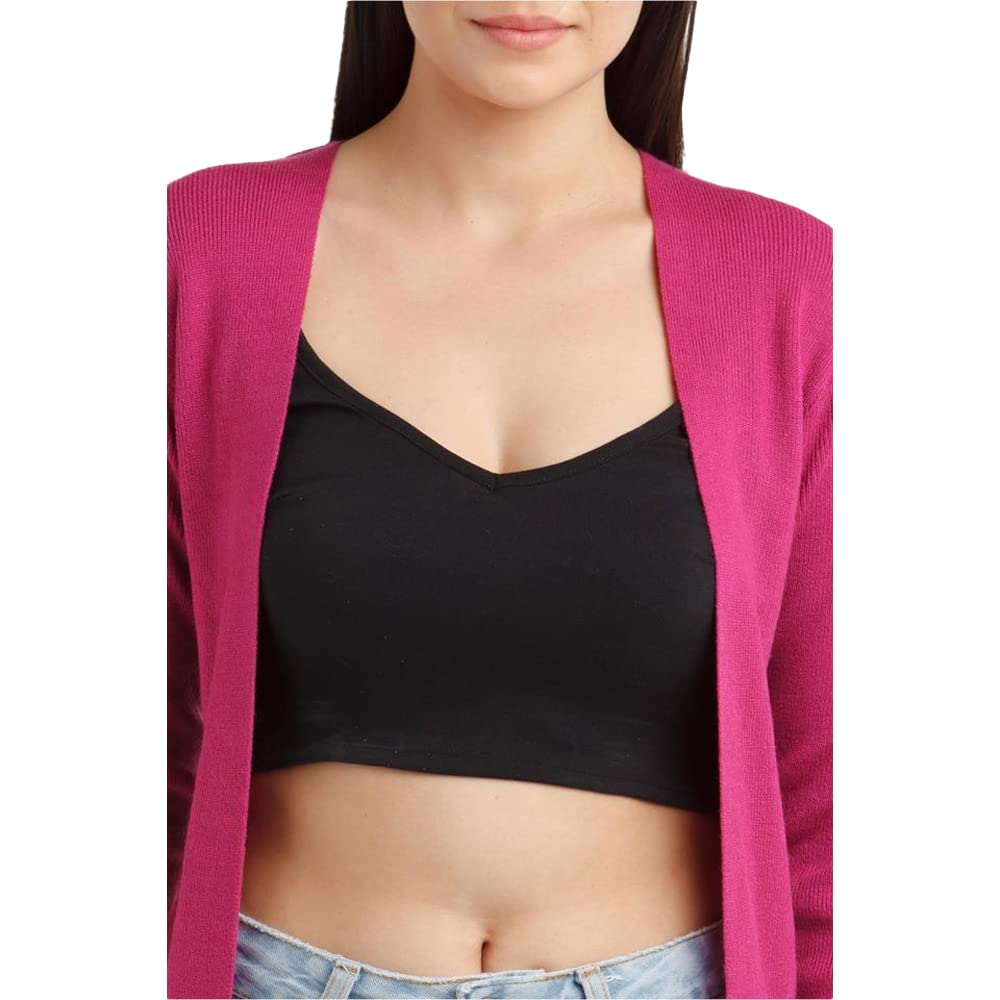 Zink London Women's Pink Solid Regular Shrug