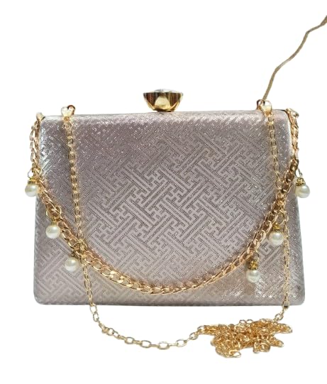 Divine Collection Pearl Crown Clutch (Silver)