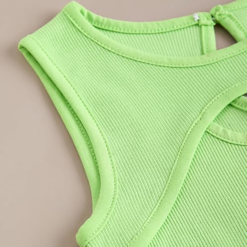 Hopscotch Girls Sleeveless Green Graphic Print Jogger Set For Ages (9-10 Years)