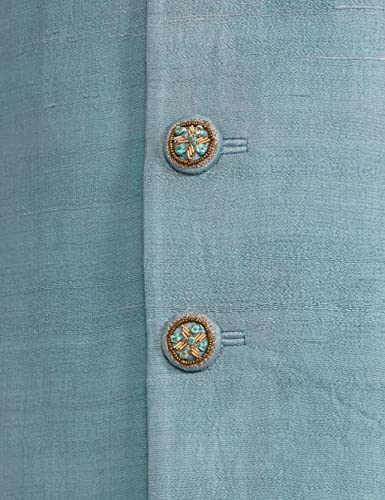 Ethnix Men's Bead EMB. Sherwani with Churidar Jacket (RTSB00135-B4_Medium Blue_96)