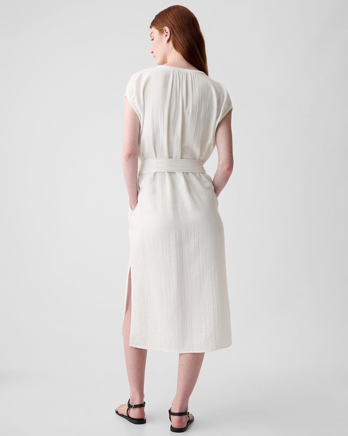 GAP Women's Cotton Classic Below The Knee Casual Dress (442528445_offwhite