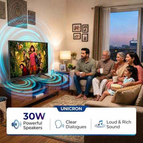 UNICRON 24 Inch HD Ready LED TV, Non-Smart Television with HDMI, USB, 30W Built-in Speakers and Wall Mount Compatibility, CCTV Security & Gaming CCTV Security Monitor