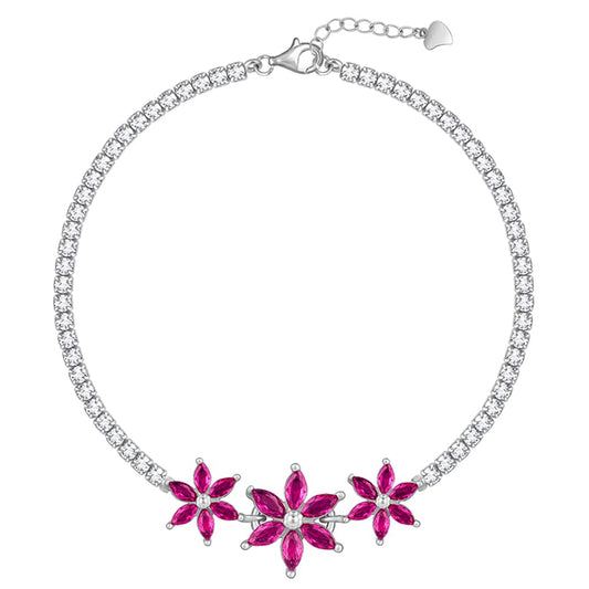 GIVA Silver Pink Floral Bracelet