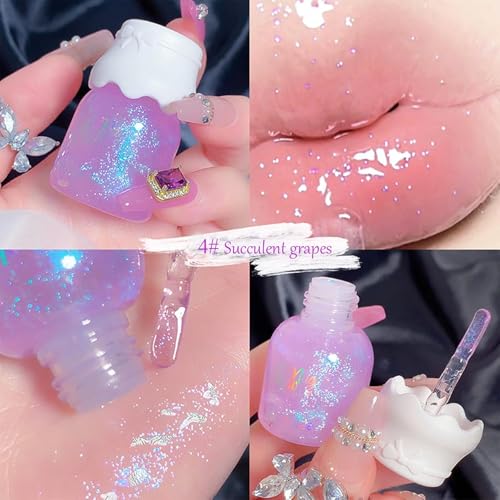 Gege Bear Glossy Lip Gloss for Women – Ultra-Hydrating, Non-Sticky, & High-Shine Finish | Wear Alone or Over Lipstick | Cute & Trendy Korean Inspired Lip Gloss | Lip Balm Alternative for Dry Lips | 5 Shades (01+02, 2 Pack)