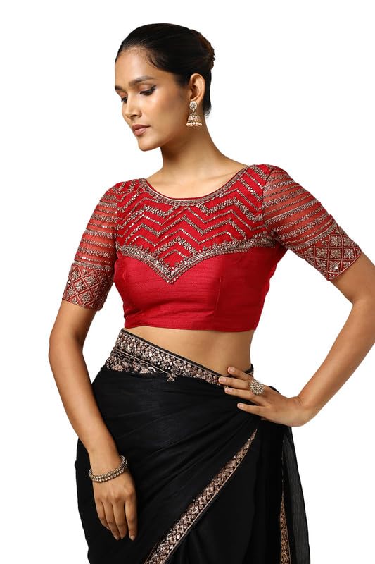 Soch Womens Black Chiffon Embroidered Saree With Sequins