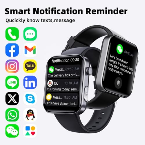 F300 Smart Watch, Health Tracker with Blood Sugar, Heart Rate, Blood Pressure, SpO2, Sleep Monitoring, Black
