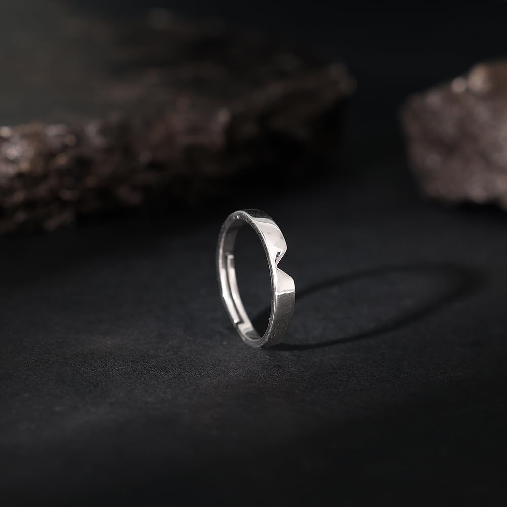 GIVA 925 Silver Classic V Ring For Him - 20, Adjustable | Gifts for Men and Boys| With Certificate of Authenticity and 925 Stamp | 6 Months Warranty