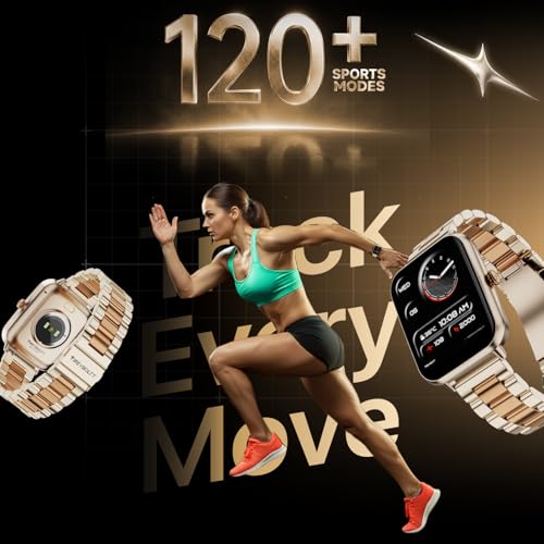 Fire-Boltt Ninja Blaze Smart Watch, Stainless Steel Strap & Steel Body, 1.83” Display Bluetooth Calling Built-in Mic & Speaker, 120+ Sports Modes, Smartwatch for Man and Woman Rose Quartz