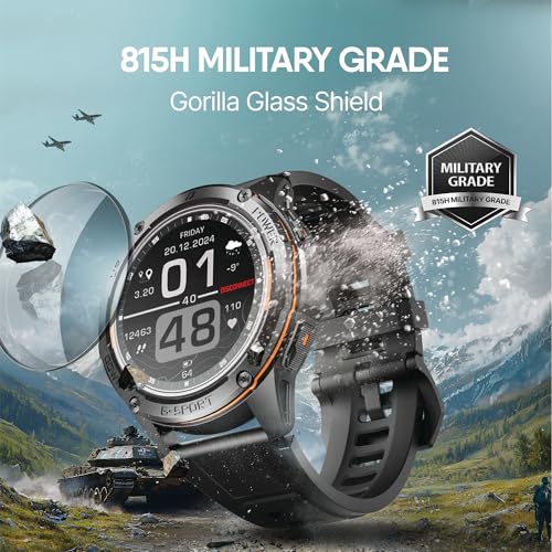 CrossBeats Armour Pro AI Premium Smart Watch for Man, Latest 1.43” AMOLED Always on Display,5 ATM Waterproof,Compass,30-Day Battery, GPS,BT Calling Smartwatch,150+ Sports Modes,BP,HR,SPO2,Android,iOS