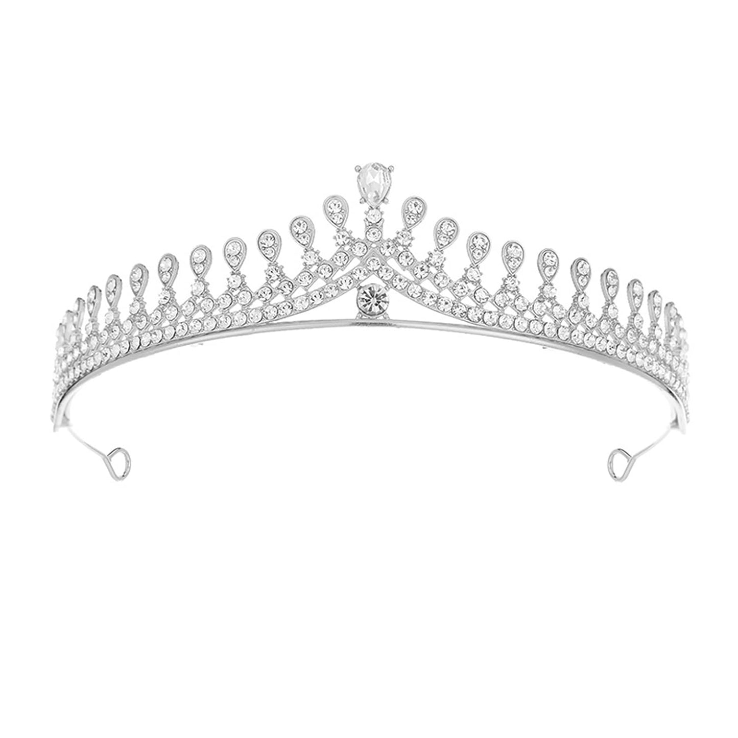 Peora Silver Plated Cubic Zirconia & Crystal Studded Princess Tiara Crown for Girls & Women Birthday Gift Hair Accessories