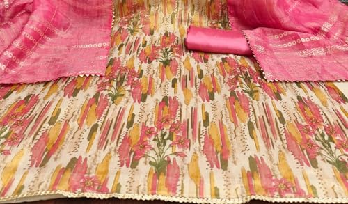 Leeli Peeri Designer Women's Simmer Silk Embroidery Work Unstitched Salwar Suit Dress Material 1256PDM2