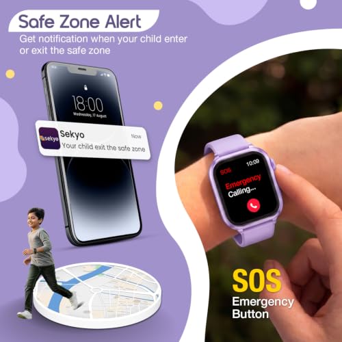 sekyo Neo AI -India's First AI-Powered Smart Watch for Kids | AI Learning Coach, Video Call, GPS Tracker, Habit Coach| Edu-Games, Step Count, SOS, Parental Control | Kids Smartwatch for Boys/Girls