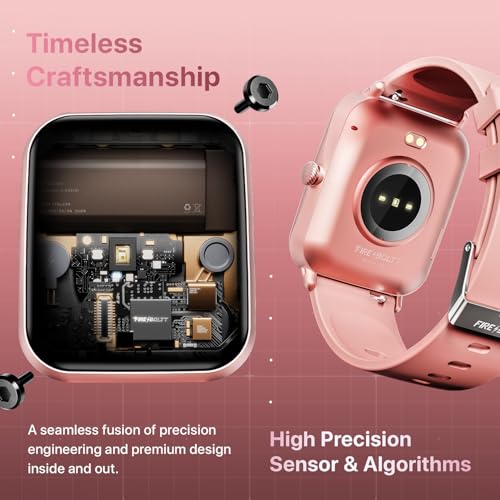 Fire-Boltt Ninja Call Pro Plus Bluetooth Calling Smart Watch, 1.83″ HD Display, AI Voice Assistant, 120+ Sports Modes, IP67 Waterproof, SpO2 & Heart Rate Monitor Smartwatch for Men & Women - Pink