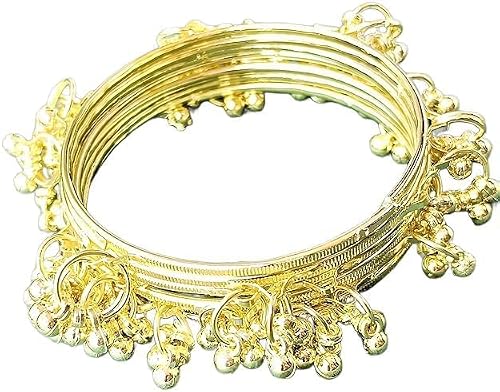 JPS 16 Pcs Trendy Stylish Raindrop Glass & Kashmiri Ghungroo Bangles Set for Women & Girls | Gold-Plated Traditional Festive Wedding Party Jewellery Chudi Set (12 Glass + 4 Metal) (Multi Super, 2-8 Combo)