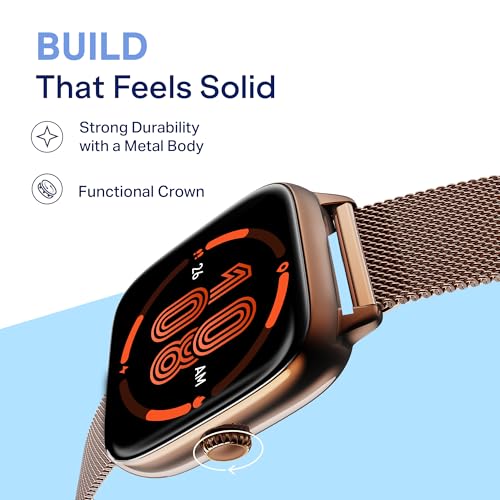 boAt Storm Verge, 1.72" (4.4 cm) Unisex Design, AuraVue Display with 20% Higher Brightness, Premium Metal Body, 80+ Sports Mode, Bluetooth Calling, Smart Watch for Men & Women (Rose Gold)