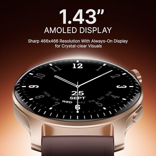 boAt Ultima Prime smartwatch with 1.43” AMOLED Display, AOD, Personalized Fitness Nudges, Functional Crown,100+ Sports Modes, Create Your Own Watchface, smartwatch for man and Woman (Royal Berry)