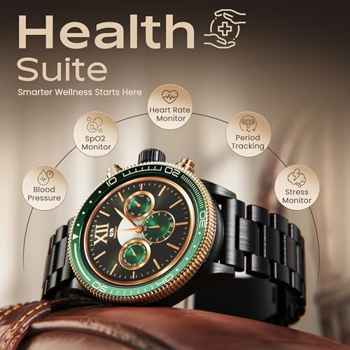 GOBOULT Saber Smart Watch 1.43'' AMOLED Display, Functional Rotating Bezel, AOD, BT Calling, 200+Watchfaces, 700 Nits Brightness, AI Voice Assistant, SpO2 Monitoring, 120+ Sports Mode (Metal Black)