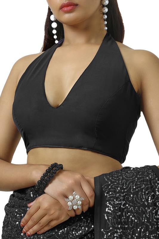 Soch Womens Black Chiffon Saree With Sequence Work