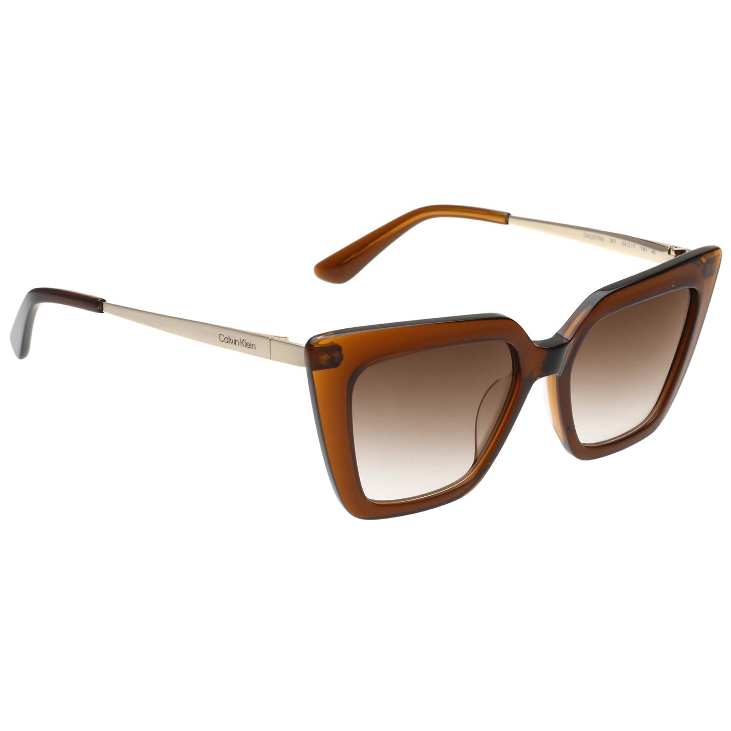 Calvin Klein|Brown Full Frame Cat-eye Sunglasses|100% UV Protected (Uv 400) Brown Gradient Faded Lens|Women's|Medium|CK 22516 261 54 S