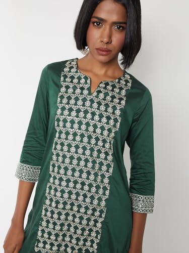 Max Women's Polyester Blend Regular Kurta (PFEKPA25FE_Green