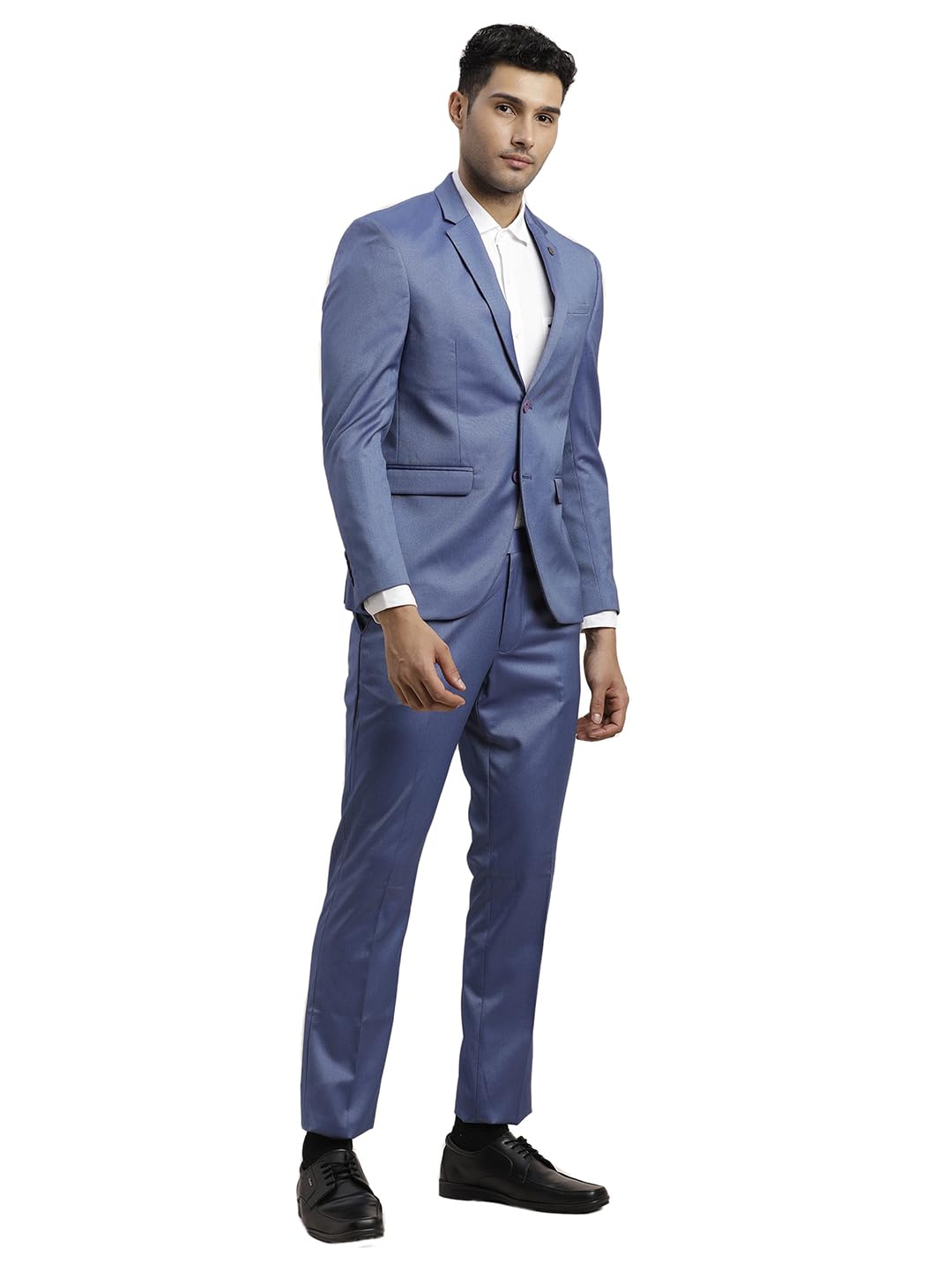 Turtle Men 100% Cotton Dobby Print Full Sleeve Two Piece Light Blue Party Suit