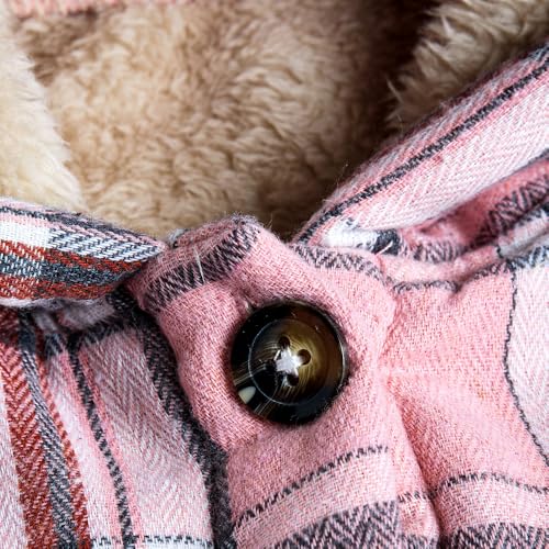 Hopscotch Girls Full Sleeves Pink Checkered Fuzzy Long Coat For Ages(4-5 Years)