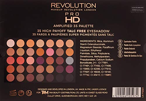Makeup Revolution Pro Hd Palette Amplified 35 - Neutrals Cool, Multicolor, 30 g