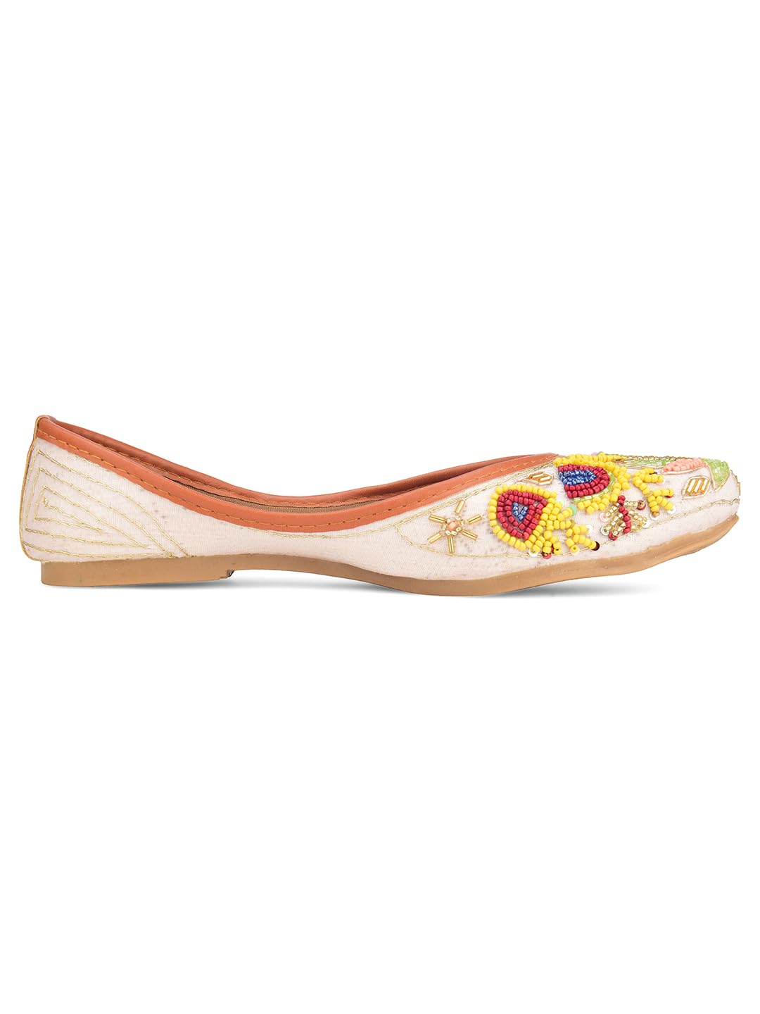 DESI COLOUR Women Embellished MultiColour Punjabi Jutti (Multi, UK Footwear Size System, Adult, Women, Numeric, Medium, 5)
