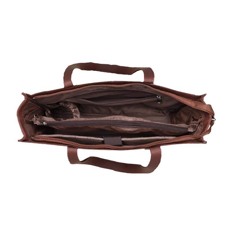 ZOUK Royal Indian Peacock Motif Printed Jute Handcrafted Vegan Leather Women's Multicolor Structured Tote Bag