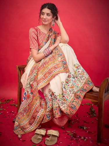 AKHILAM Women's Kanjivaram Woven Soft Silk Saree With Blouse Piece