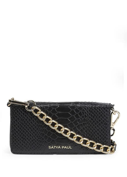 Satya Paul Black Leather Sling Bag for Women